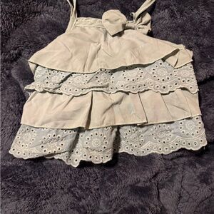 Source Unknown Cream Eyelet Tiered Tank Top